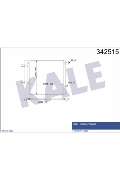 Kale 342515 OTO Radyatör  Klima Radyatörü Spark ürün görseli 1