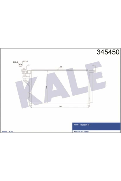Kale 345450 OTO Radyatör  Klima Radyatörü H1 2.5 CRDI 08- 685X400X16 Al Al ürün görseli 1