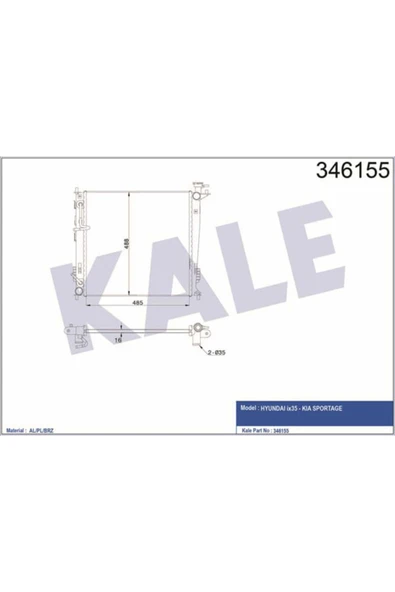 Kale 346155 Oto Radyatör  Radyatör İx35 Sportage 2.0 CRDI 10- ürün görseli 1