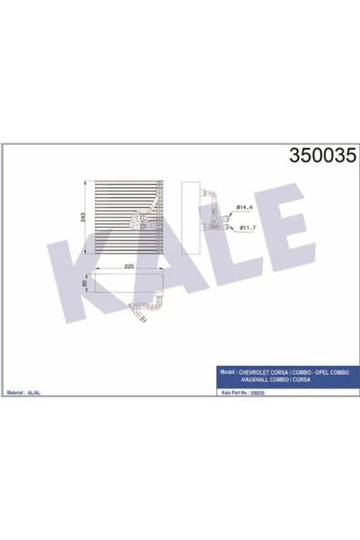 Kale 350035  EVAPORATÖR 04- CORSA C ürün görseli 1