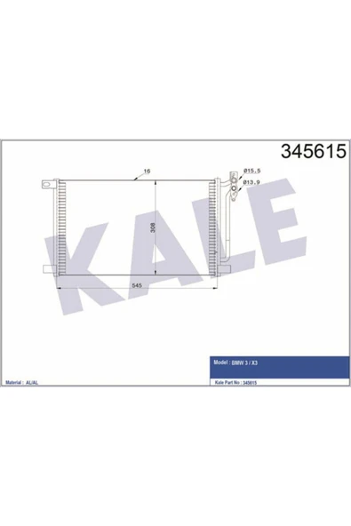 Kale 345615 OTO Radyatör  Klima Radyatörü Bmw 3 Bmw X3 ürün görseli 1