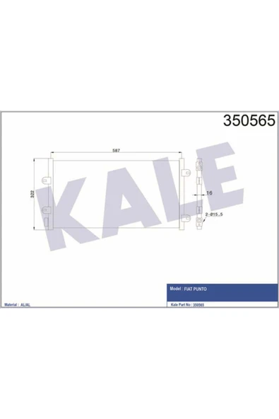 Kale 350565 OTO Radyatör  Klima Radyatörü Al Al Punto ürün görseli 1