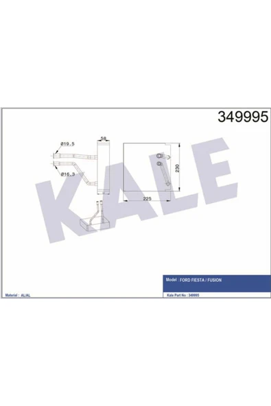 Kale 349995  EVAPORATOR FORD FIESTA  FUSION  2S6H19850AA ürün görseli 1
