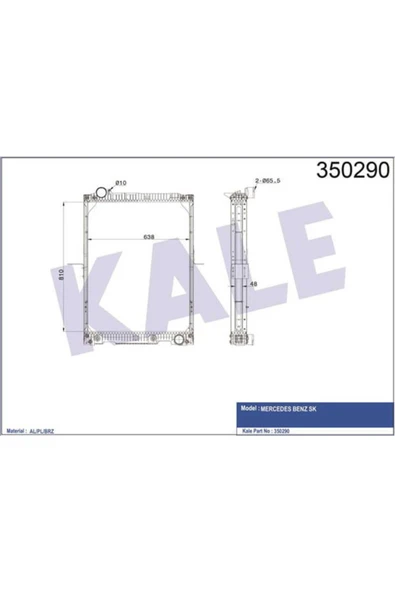 Kale 350290 OTO Radyatör  Radyatör Al/Brz Mercedessk Çerçeveli At 810×638×48 ürün görseli 1