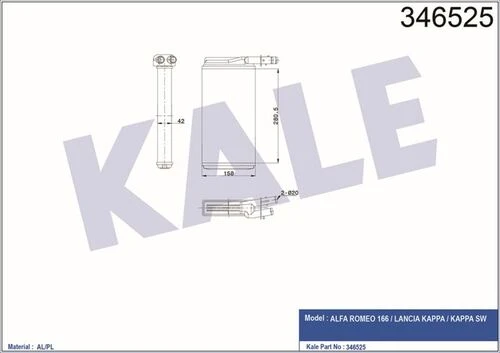 Kale 346525 OTO Radyatör  Kalorifer Radyatörü Kappa 94- / 166 98- Mekanik ürün görseli 1