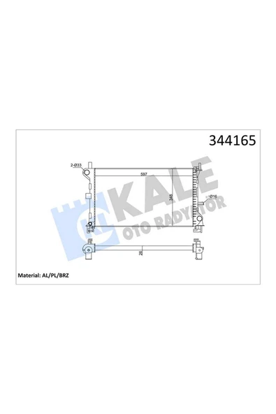 Kale 344165 Radyatör Ford Focus 1.6 1.8 2.0 Rs St170 98-04 Al-pl-brz 27053 ürün görseli 1