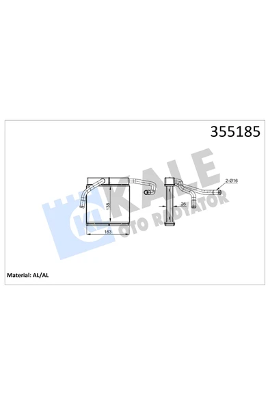 Kale 355185 OTO Radyatör  Kalorifer Brazıng Al/Al Ford Ranger-Mazda B-Bt-50 Kalorifer ürün görseli 1