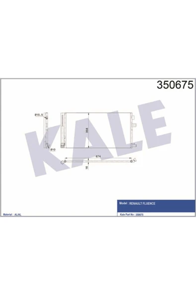 Kale 350675 OTO Radyatör  Klima Radyatörü 13- Fluence 1.6 ürün görseli 1