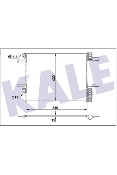 Kale 355160 Radyatör  Klima Radyatörü Kondenser 12Mm 3008  5008 16- Citroen 1.5/1.6HDI 38022528 ürün görseli 1