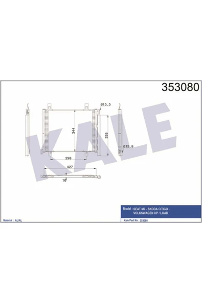 Kale 353080 OTO Radyatör  Klima Radyatörü Seat Mıı Skoda Cıtıgo-Volkswagen Up-Load ürün görseli 1