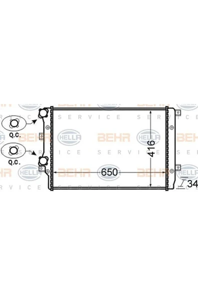 Mahle 8MK376726704 BEHR 8MK376726-704 Radyatör Caddy III 1.9TDI 04-10 Golf V 1.4Tsı 1.9TDI 04-08 Ac Klimasız 650X416X34 ürün görseli 1