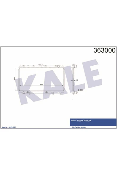Kale 363000 OTO Radyatör  Radyatör Primera Wp11 P11 Al Pl Brz 360X698X16 ürün görseli 1