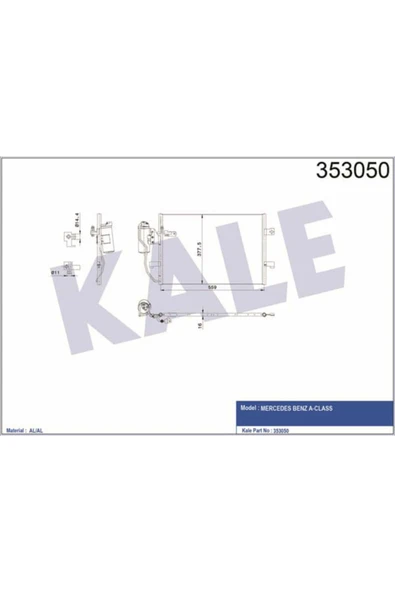 Kale 353050  Klima Radyatörü 541×381×16 Kurutucu Ile Benz A Seri W168 A140 A160 A170Cdı A190 Evolutıon 97- ürün görseli 1
