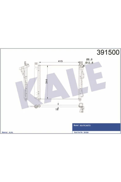 Kale 391500 OTO Radyatör  Klima Radyatörü Picanto 1.0 1.1 1.1 CRDI Al Al 437X348X18 ürün görseli 1
