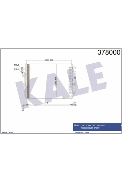 Kale 378000 OTO Radyatör  Klima Radyatörü Discovery III 04- Discovery IV 10- 473X636X16 ürün görseli 1