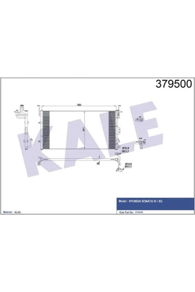 Kale 379500 OTO Radyatör  Klima Radyatörü Sonata IV Xg Al Al 703X350X18 ürün görseli 1