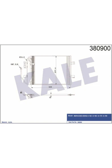 Kale 380900  Klima Radyatörü Mercedes W168 A140 A160 A160Cdı A170Cdı A190 97- 01 510X380X16 ürün görseli 1