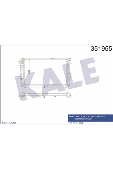 Kale 351955 OTO Radyatör  Radyatör Opel Calıbra 2.0 16V 90- / Vectra A 1.4-1.6 89-95 ürün görseli 1
