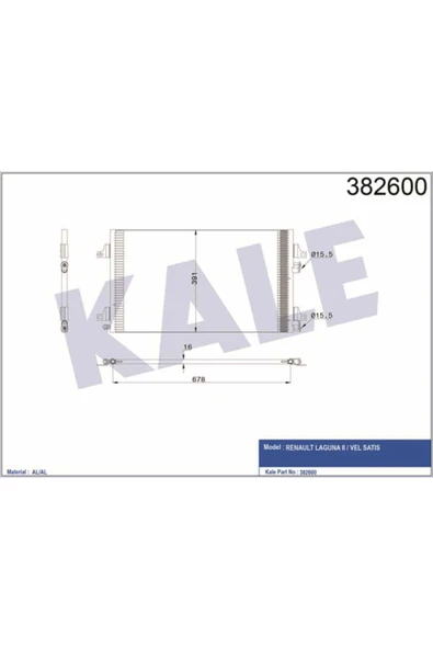 Kale 382600 OTO Radyatör  Klima Radyatörü Laguna II 00- 678X391X16 ürün görseli 1