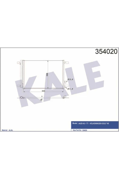 Kale 354020 OTO Radyatör  Klima Radyatörü Audi A3 Tt Volkswagen Golf Vıı ürün görseli 1