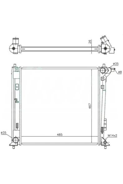 Ori BHY910026 Radyatör Brazing Tucson 1.6 Gdı 2015 485X467X26 ürün görseli 1