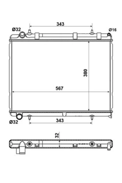 Ori BPE033022 Radyatör 307 04 C4 04 1.6HDI-2.0 16V Mek Otom Ac Klimasız 538X380X26 ürün görseli 1