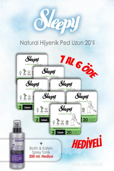 Sleepy 20'li Natural Hijyenik Uzun 7 AL 6 ÖDE ve 200 ML Tonik Hediye ürün görseli 1