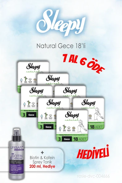 Sleepy 18'li Natural Gece 7 AL 6 ÖDE ve 200 ML Tonik Hediye ürün görseli 1