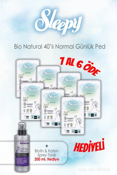 40'lı Sleepy Bio Natural Günlük Ped Normal 7 AL 6 ÖDE ve 200 ML Tonik Hediye ürün görseli 1