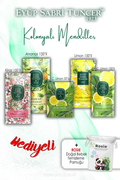Kolonyalı Mendiller 5 li Karışık Kokular Eyüp Sabri Tuncer ve ROSIE ürün görseli 1