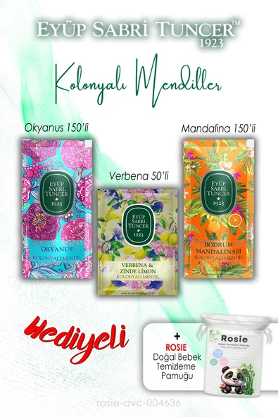 Kolonyalı Mendil 150'li Okyanus ve Mandalina, 50'li Verbena Limon ve ROSIE ürün görseli 1