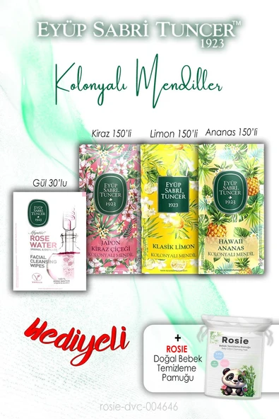 Gül, Kiraz, Ananas ve Limon Kolonyalı Mendil ve ROSIE ürün görseli 1