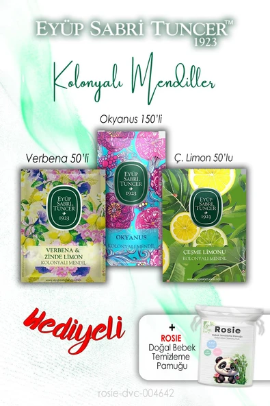 Çeşme Limon ve Zinde Limon 50'li, Okyanus 150'li, Kolonyalı Mendil ve ROSIE ürün görseli 1