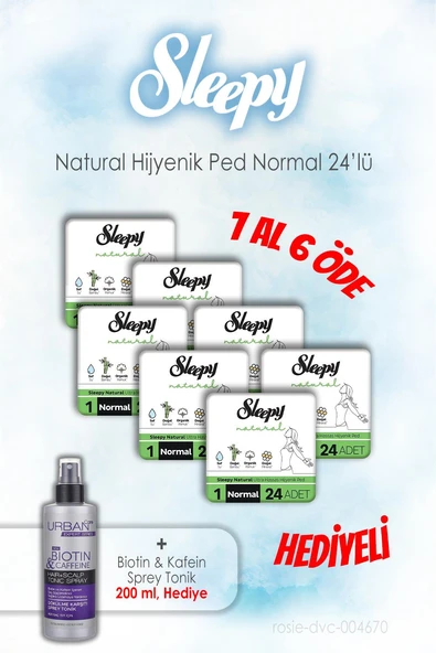 Sleepy 24'lü Natural Hijyenik Normal 7 AL 6 ÖDE ve 200 ML Tonik Hediye ürün görseli 1