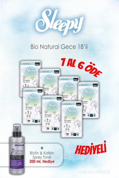 18'li Sleepy Bio Natural Gece 7 AL 6 ÖDE ve 200 ML Tonik Hediye ürün görseli 1
