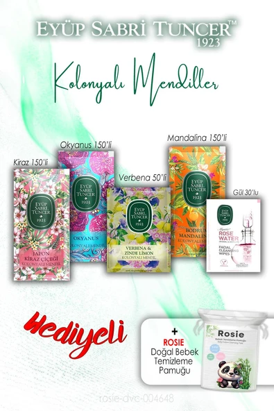 Eyüp Sabri Tuncer Kolonyalı Mendiller 5 li Karma Set ve ROSIE ürün görseli 1