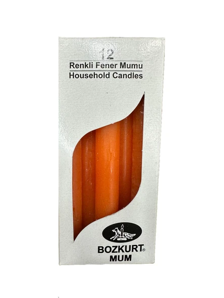 Bozkurt Konik Şamdan Mum Fener Mumu - Turuncu - 14 Cm. - 12 Adetlik Paket ürün görseli 1