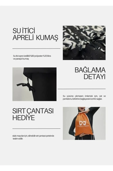 Mayovera Zebra Tek Mayo Üst Tasarım Tesettür Mayo - Resim 4