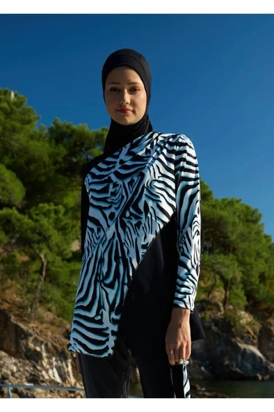 Mayovera Zebra Tek Mayo Üst Tasarım Tesettür Mayo ürün görseli 1