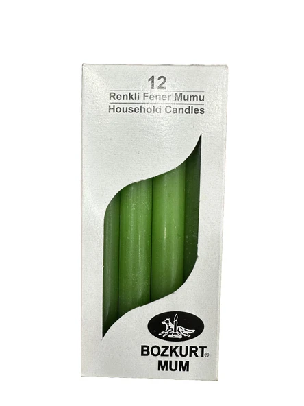 Bozkurt Konik Şamdan Mum Fener Mumu - Yeşil - 14 Cm. - 12 Adetlik Paket ürün görseli 1