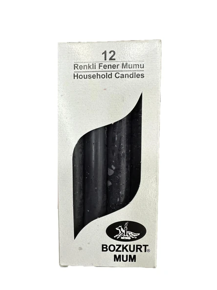 Bozkurt Konik Şamdan Mum Fener Mumu - Siyah - 14 Cm. - 12 Adetlik Paket ürün görseli 1