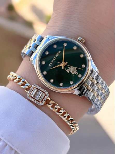 U.s.Polo Assn Çelik Kordon 2 Yıl Garantili 3 Atm Suya Dayanıklı Kadın Kol Saati+Bileklik UA.2071.M02 ürün görseli 1