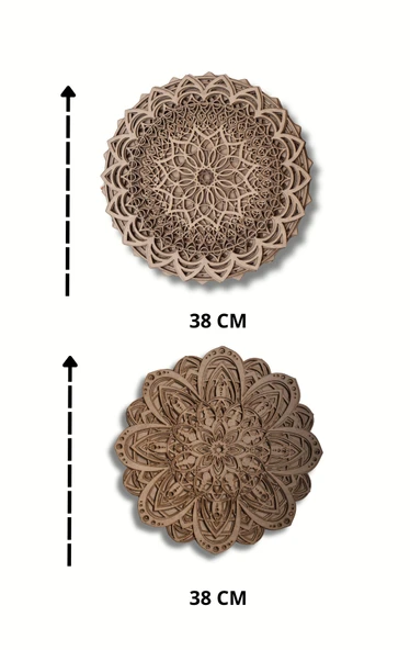 Aluradeco 2'li Mandala Ruhsal Ahşap Duvar Dekoru Seti - Resim 5
