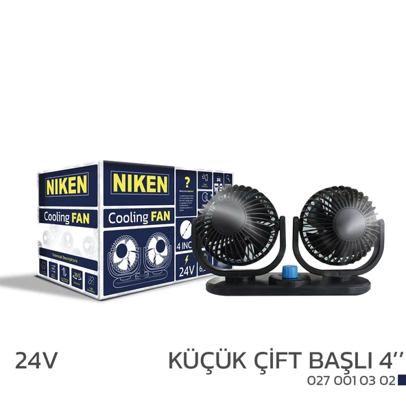 Araç Içi Vantilatör Küçük Çift Başlı 24v 4 inç Üniversal Niken ürün görseli 1