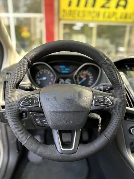 FORD FOCUS 3,5 UNİVERSAL SİMİDE DİKİLEN KILIF NOKTA DÜZ SİYAH ürün görseli 1