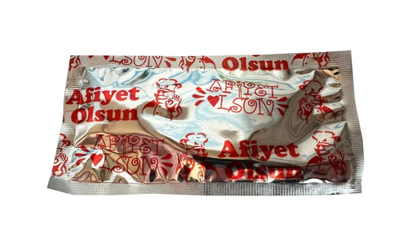 Tek Kullanımlık Islak Mendil Paket - Afiyet Olsun Yazılı Baskılı Poşet / 1000 Adet / Koli ürün görseli 1