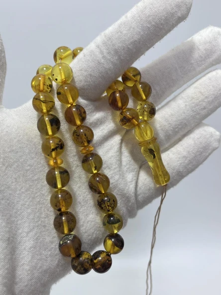 Doğal Kaya Damla Kehribar Tesbih 33lük 20,30 Gram ürün görseli 1