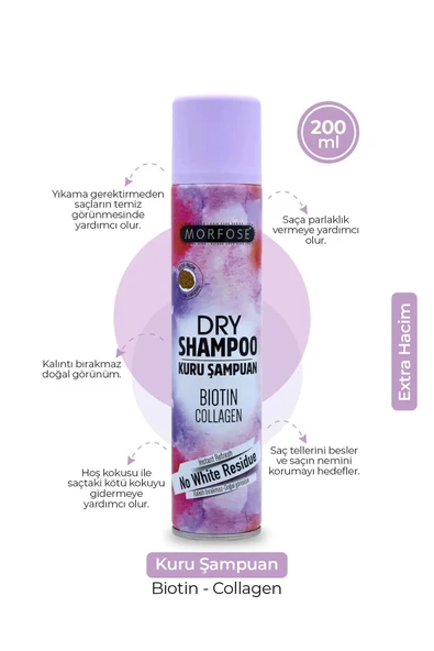 Kuru Şampuan Biotin Collagen 200 ML - Ekstra Hacim - mrfs ürün görseli 1