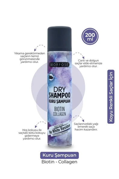 Kuru Şampuan Biotin Collagen 200 ML - Koyu Renkli Saçlar - mrfs ürün görseli 1