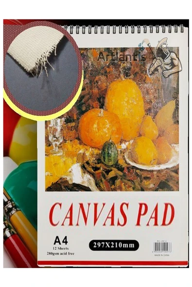 A4 Canvas Pad 280gr 10 Yaprak 1 Adet Canvas Defter Kanvas Tuval Dokulu Tuval Kağıdı Akrilik Guaj Yağlı Boya Defteri ürün görseli 1